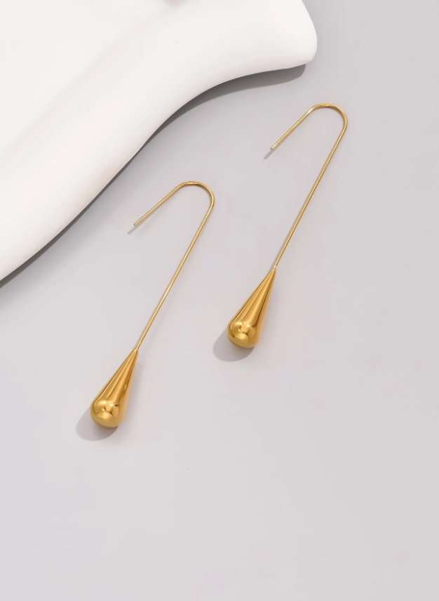 1 Pair 18K Gold Plated Stainless Steel Hoop and Teardrop Earrings for Women Everyday Wear and Holiday Gift