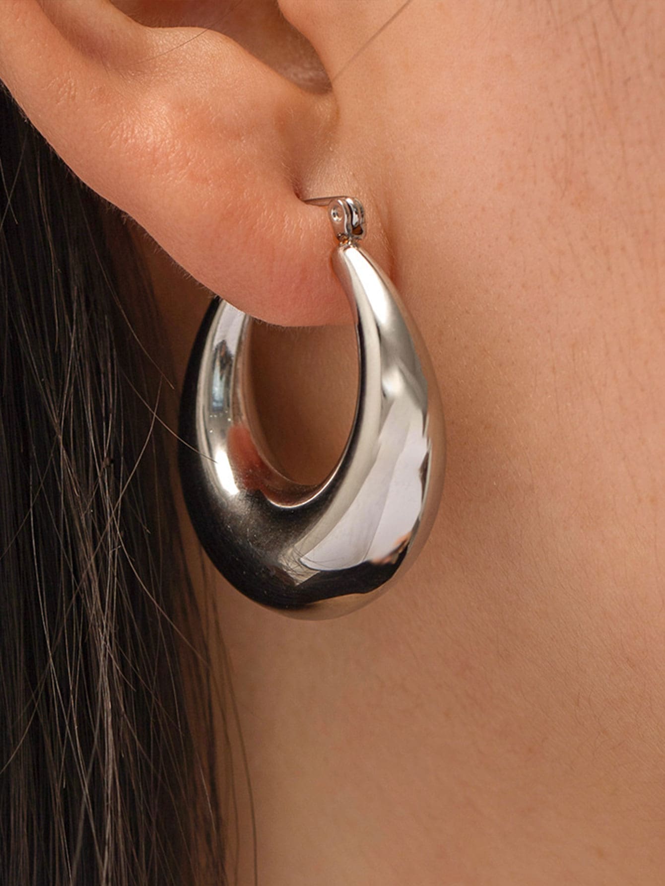 Women’s Thick Oval Gold Hoop Earrings – 18K Gold-Plated, Hypoallergenic Fashion Jewelry for Girls