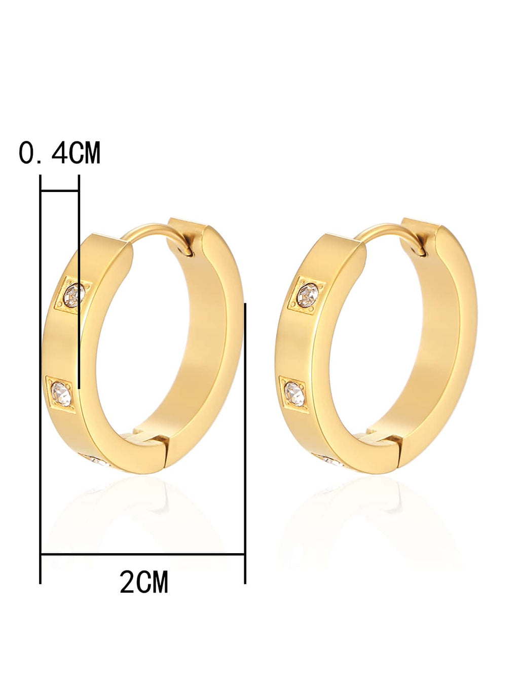 1 Pair Stainless Steel Hoop Earrings – Cubic Zirconia Decor Fashion Jewelry for Women’s Daily Wear