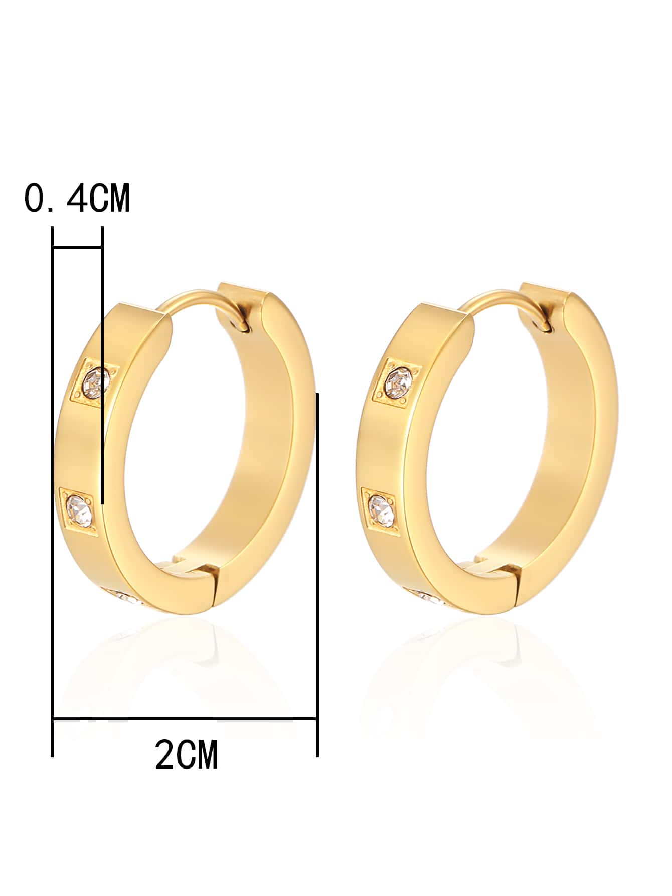 1 Pair Stainless Steel Hoop Earrings – Cubic Zirconia Decor Fashion Jewelry for Women’s Daily Wear