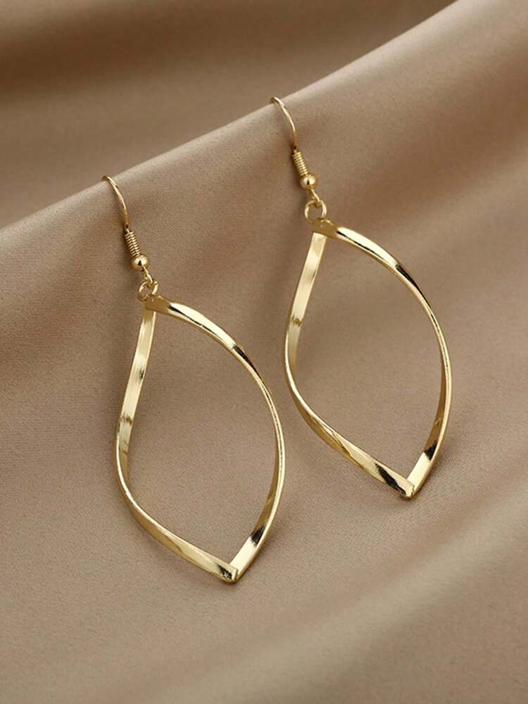 Hollow Twisted Dangle Earrings – Elegant Simple Alloy Plated Jewelry, Perfect Gift for Women