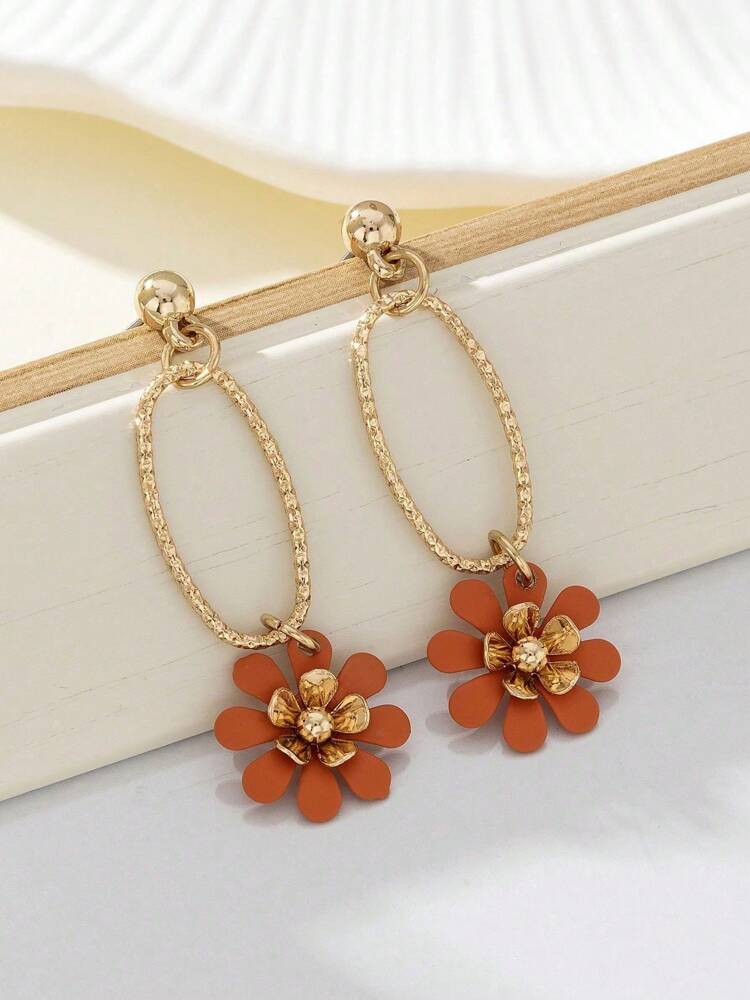 1 Pair Minimalist Floral Earrings – Stylish Lightweight Jewelry For Women, Perfect For Everyday Wear