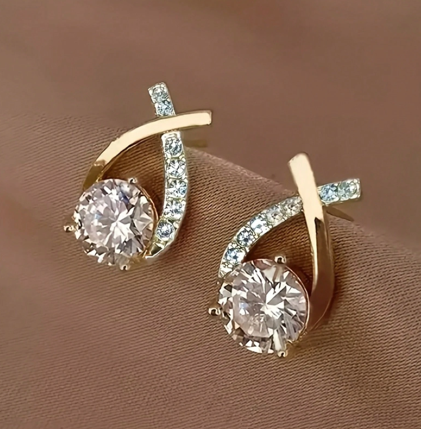 Elegant Gold Cross Design Earrings for Women, Fashionable and Cute, Perfect for Daily Wear and Celebrations