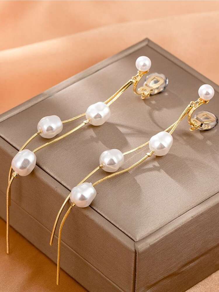 Faux Pearl Decor Zinc Alloy Ear Wrap – Fashion Jewelry for Women, Perfect Birthday Gift