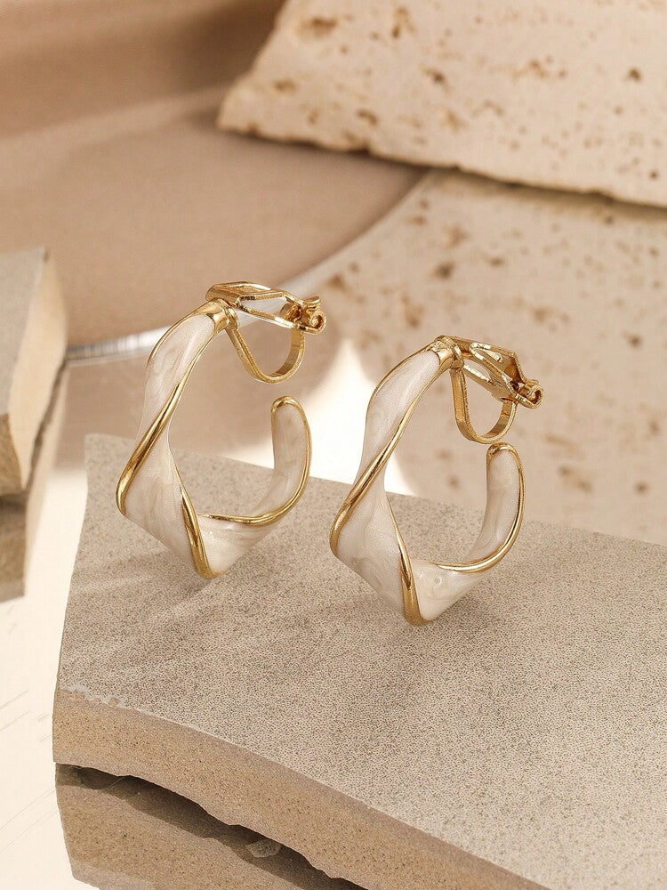 1 Pair Retro Twisted Hoop Earrings – Bold Statement Jewelry For Women, Perfect For Back To School & Halloween Outfits