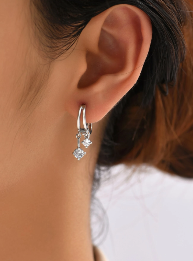 Cubic Zirconia Drop Earrings for Women, Elegant Dangle Jewelry, Wedding and Party Accessories