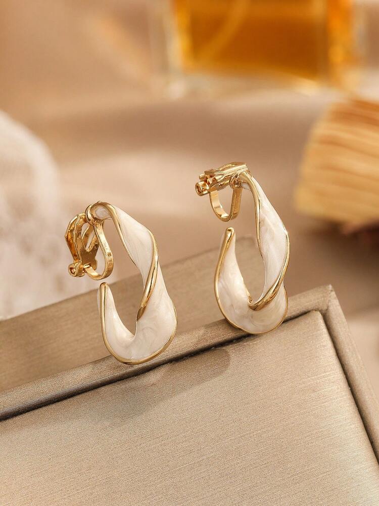 1 Pair Retro Twisted Hoop Earrings – Bold Statement Jewelry For Women, Perfect For Back To School & Halloween Outfits