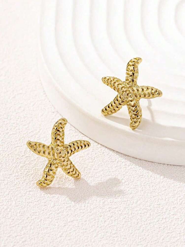 1 Pair Starfish Earrings – Stylish, Elegant & Simple Jewelry for Women’s Beachwear and Daily Outfits