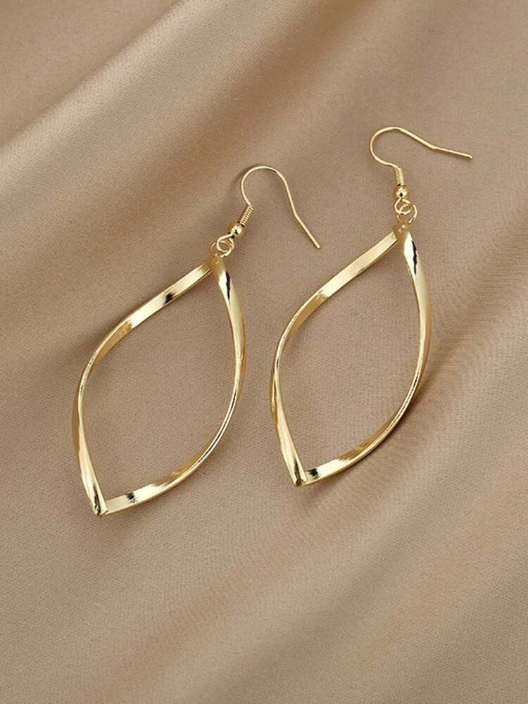 Hollow Twisted Dangle Earrings – Elegant Simple Alloy Plated Jewelry, Perfect Gift for Women