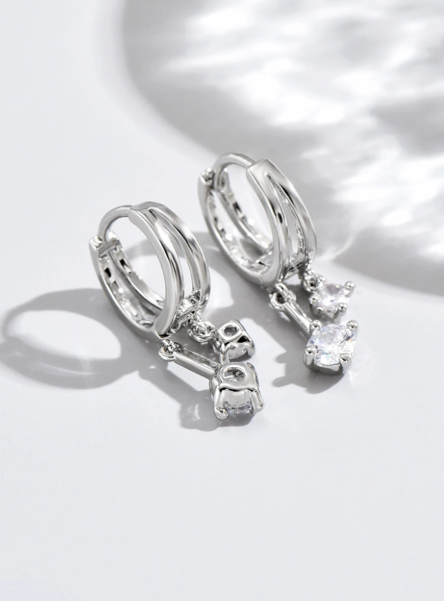Cubic Zirconia Drop Earrings for Women, Elegant Dangle Jewelry, Wedding and Party Accessories