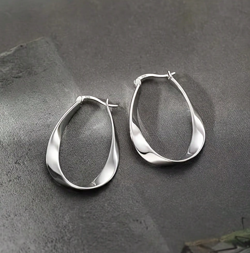 Elegant S925 Sterling Silver Mobius Twisted Design Earrings for Women, Perfect Gift for Girlfriend, Daily Wear