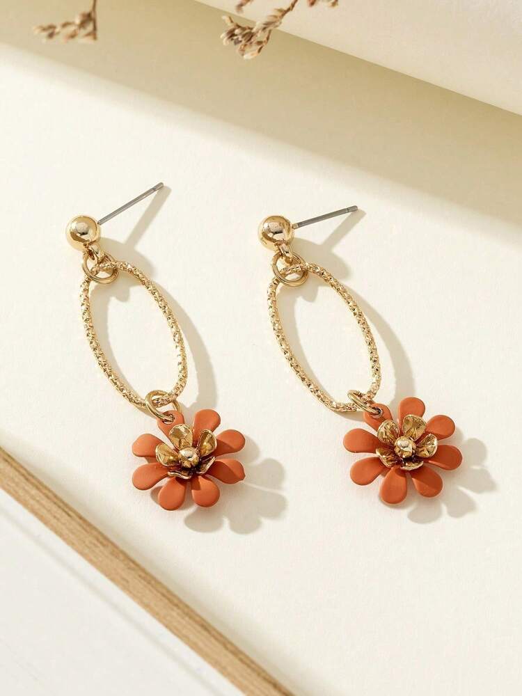 1 Pair Minimalist Floral Earrings – Stylish Lightweight Jewelry For Women, Perfect For Everyday Wear