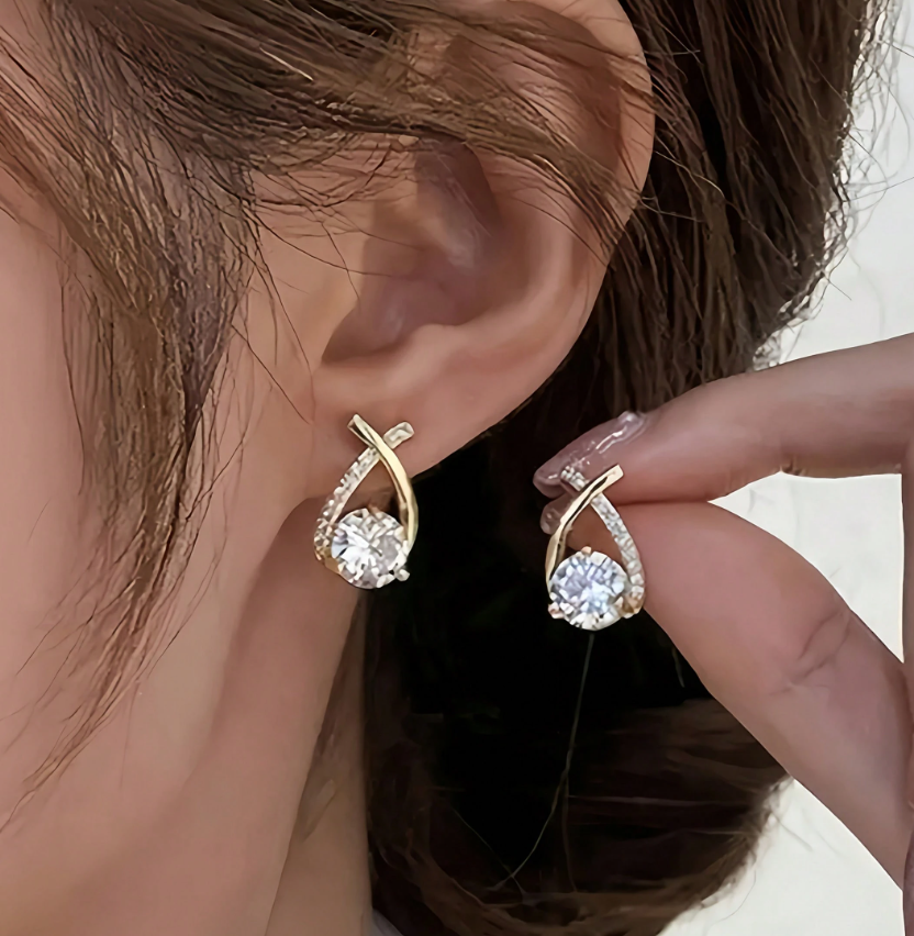 Elegant Gold Cross Design Earrings for Women, Fashionable and Cute, Perfect for Daily Wear and Celebrations