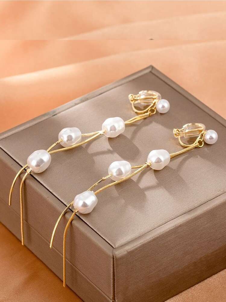 Faux Pearl Decor Zinc Alloy Ear Wrap – Fashion Jewelry for Women, Perfect Birthday Gift