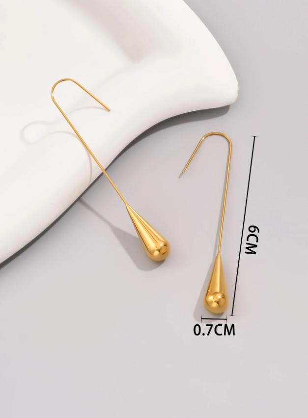 1 Pair 18K Gold Plated Stainless Steel Hoop and Teardrop Earrings for Women Everyday Wear and Holiday Gift