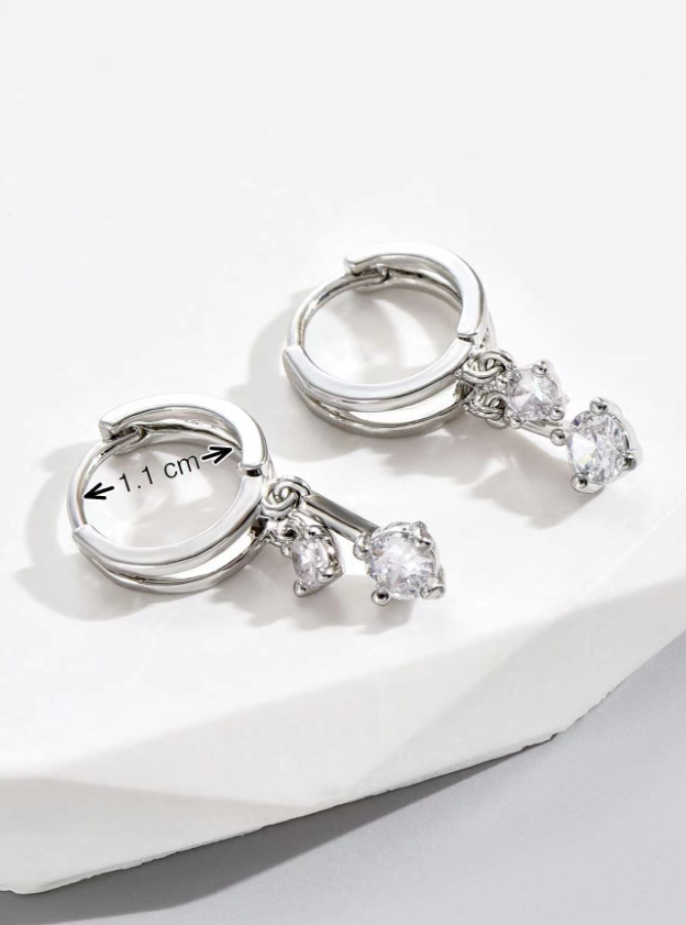 Cubic Zirconia Drop Earrings for Women, Elegant Dangle Jewelry, Wedding and Party Accessories