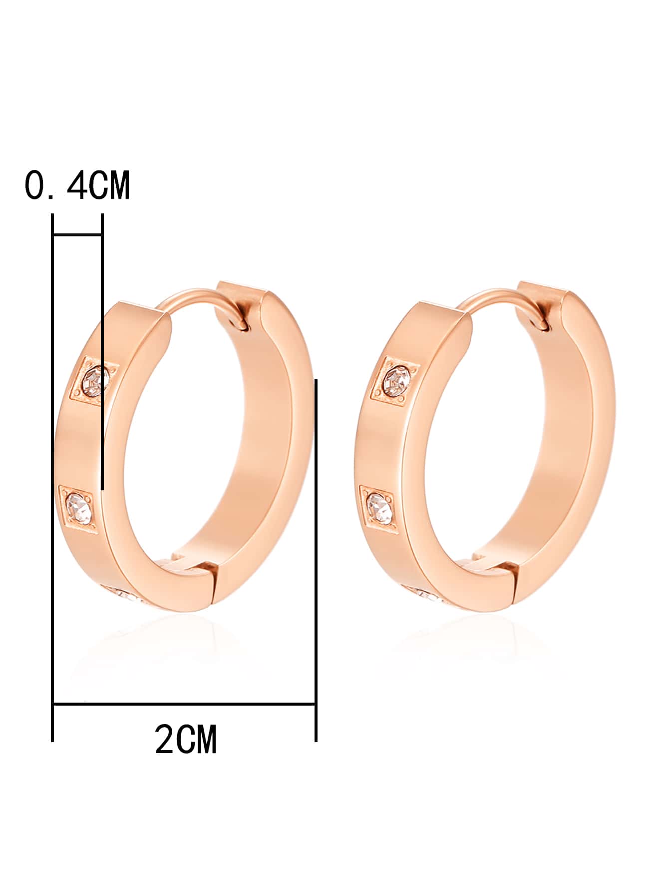 1 Pair Stainless Steel Hoop Earrings – Cubic Zirconia Decor Fashion Jewelry for Women’s Daily Wear