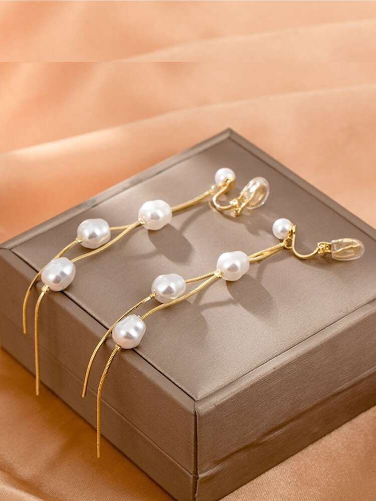 Faux Pearl Decor Zinc Alloy Ear Wrap – Fashion Jewelry for Women, Perfect Birthday Gift