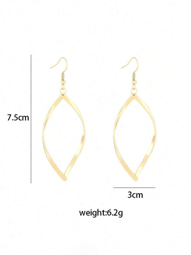 Hollow Twisted Dangle Earrings – Elegant Simple Alloy Plated Jewelry, Perfect Gift for Women