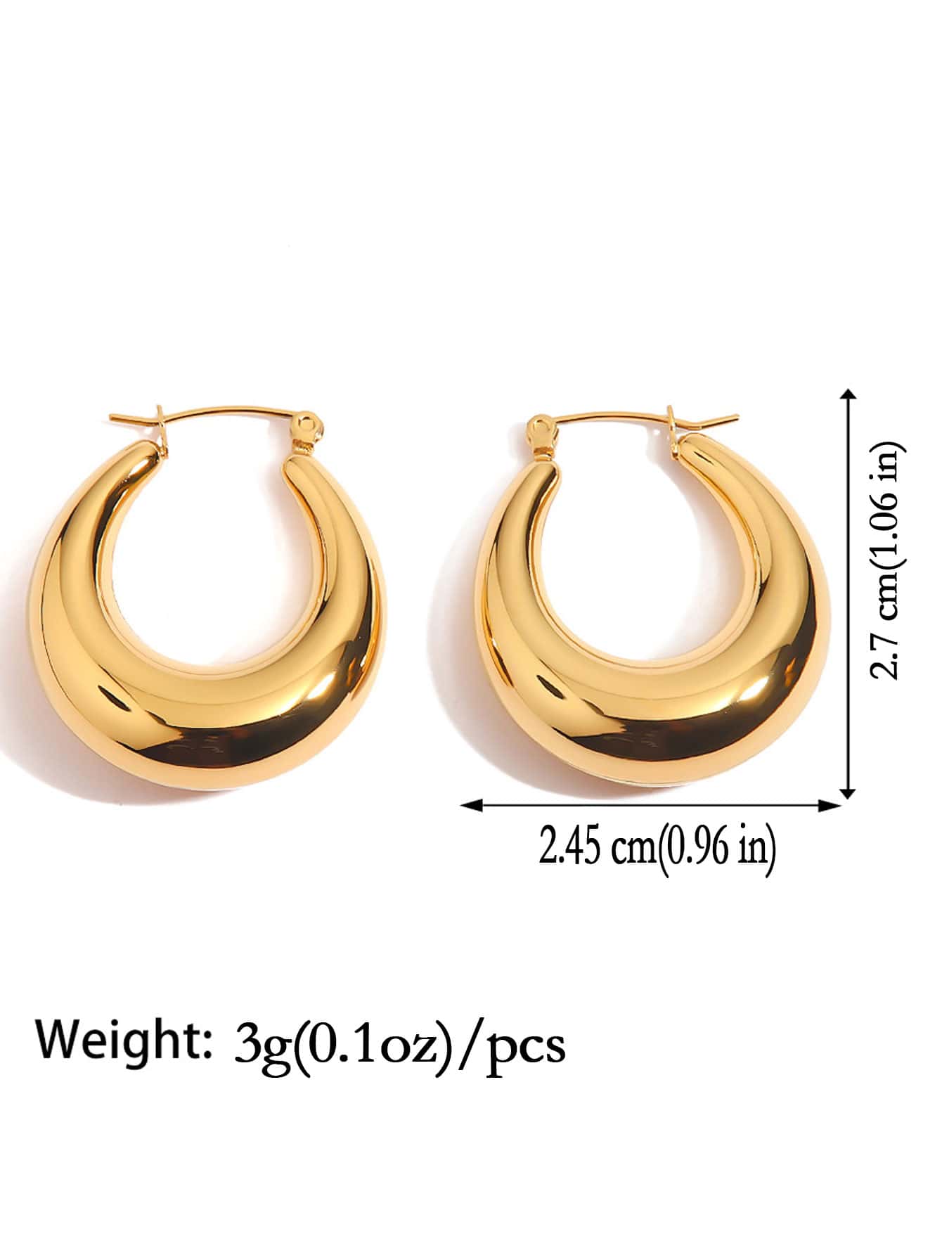 Women’s Thick Oval Gold Hoop Earrings – 18K Gold-Plated, Hypoallergenic Fashion Jewelry for Girls