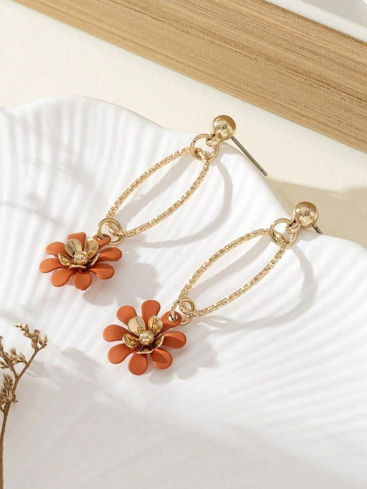 1 Pair Minimalist Floral Earrings – Stylish Lightweight Jewelry For Women, Perfect For Everyday Wear