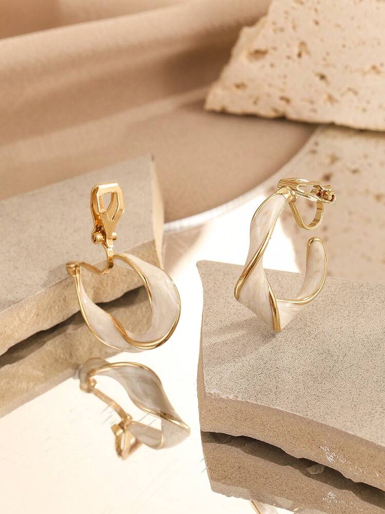 1 Pair Retro Twisted Hoop Earrings – Bold Statement Jewelry For Women, Perfect For Back To School & Halloween Outfits