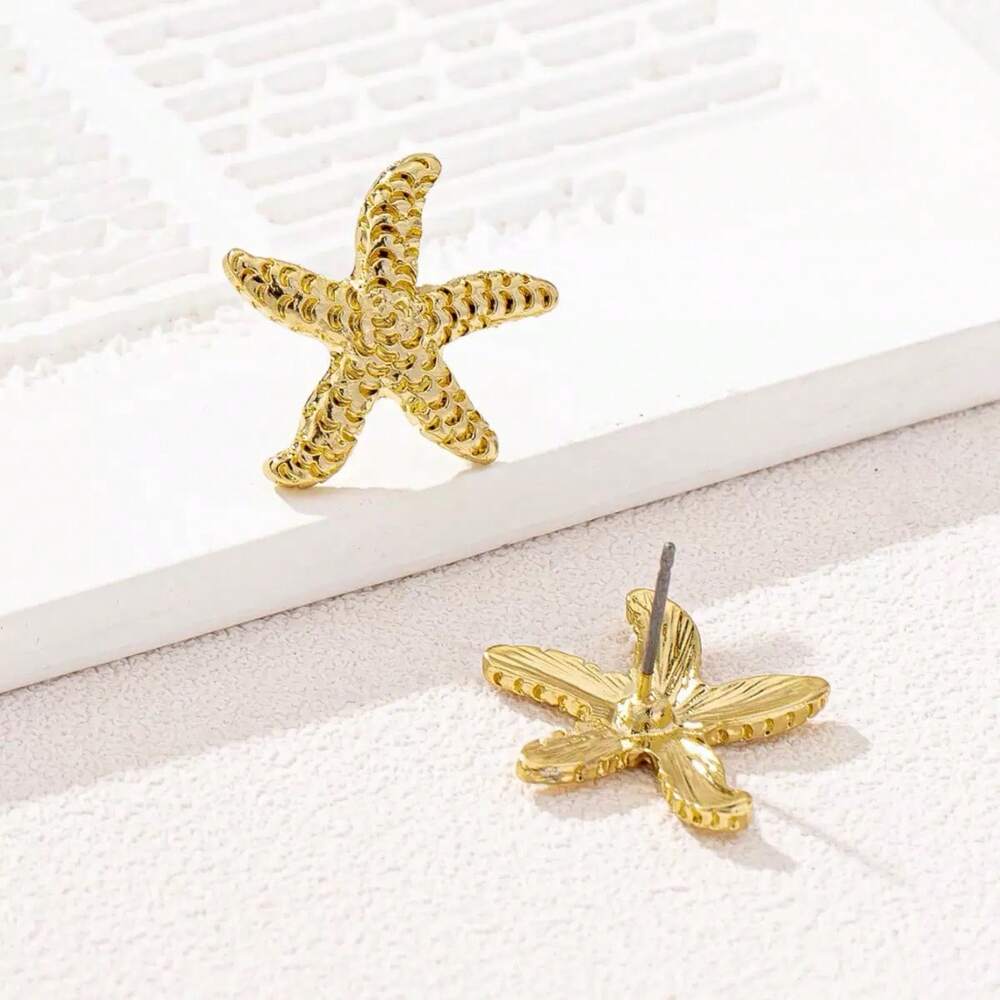 1 Pair Starfish Earrings – Stylish, Elegant & Simple Jewelry for Women’s Beachwear and Daily Outfits
