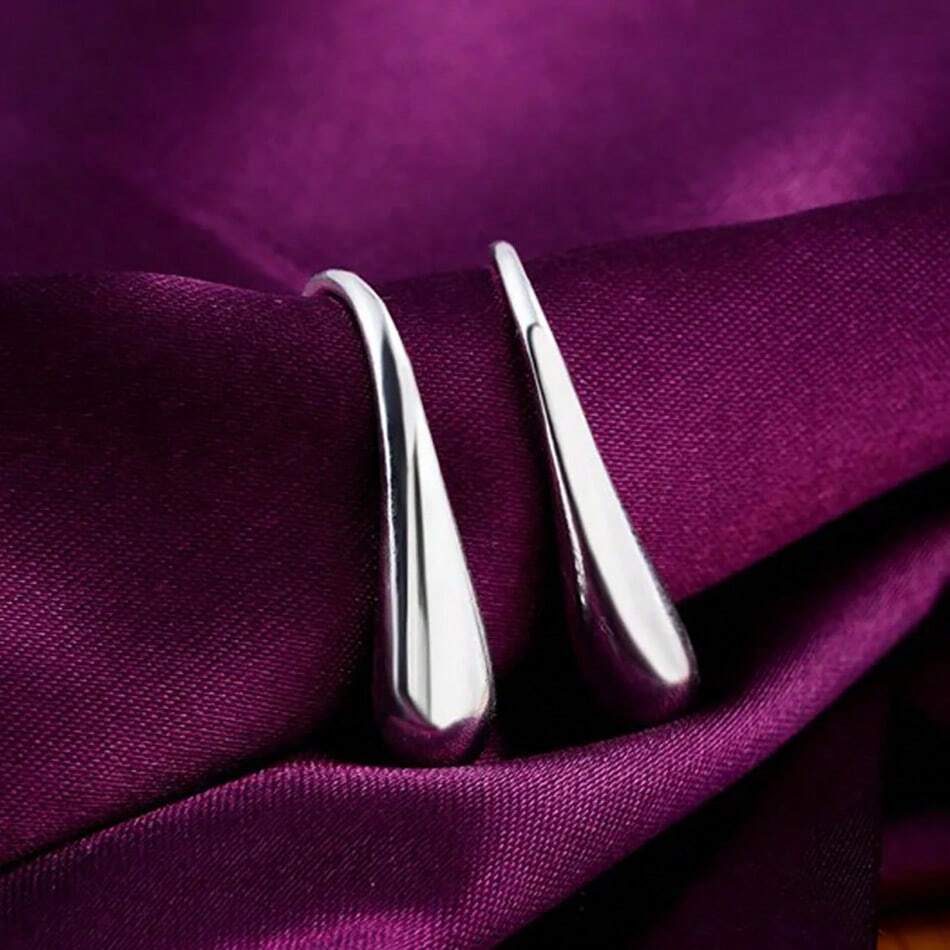 925 Sterling Silver Water Drop Hoop Earrings – Luxury Plated Jewelry for Women’s Wedding & Party