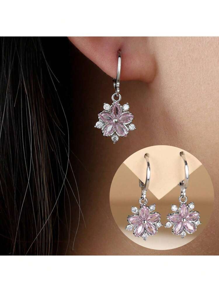 1 Pair Floral Korean Style Earrings – Minimalist Elegant Studs for Women’s Daily Wear & Gifts