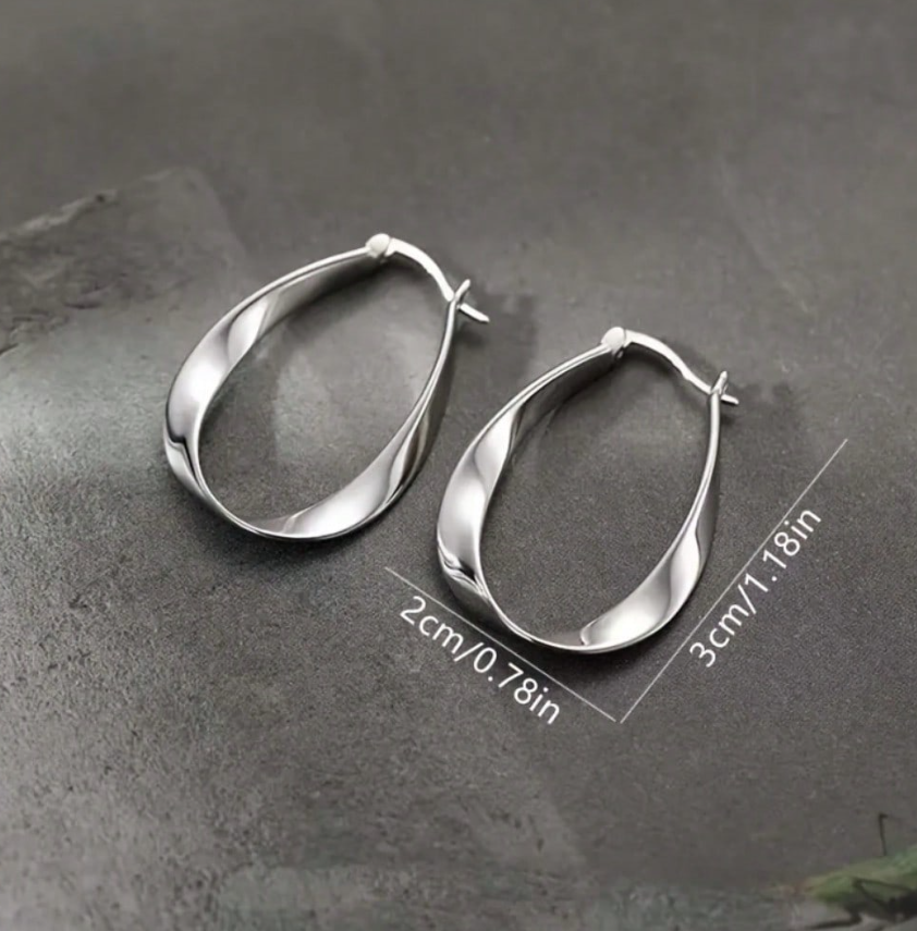 Elegant S925 Sterling Silver Mobius Twisted Design Earrings for Women, Perfect Gift for Girlfriend, Daily Wear
