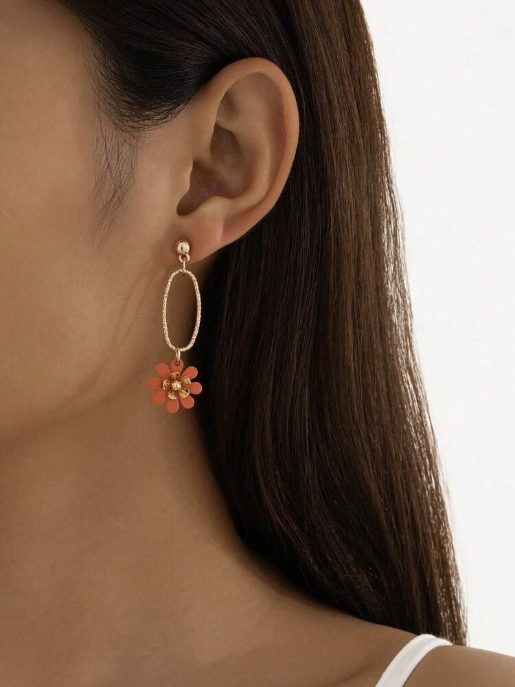 1 Pair Minimalist Floral Earrings – Stylish Lightweight Jewelry For Women, Perfect For Everyday Wear