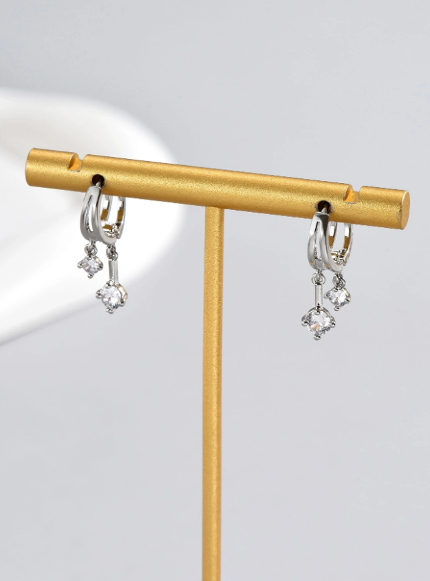 Cubic Zirconia Drop Earrings for Women, Elegant Dangle Jewelry, Wedding and Party Accessories