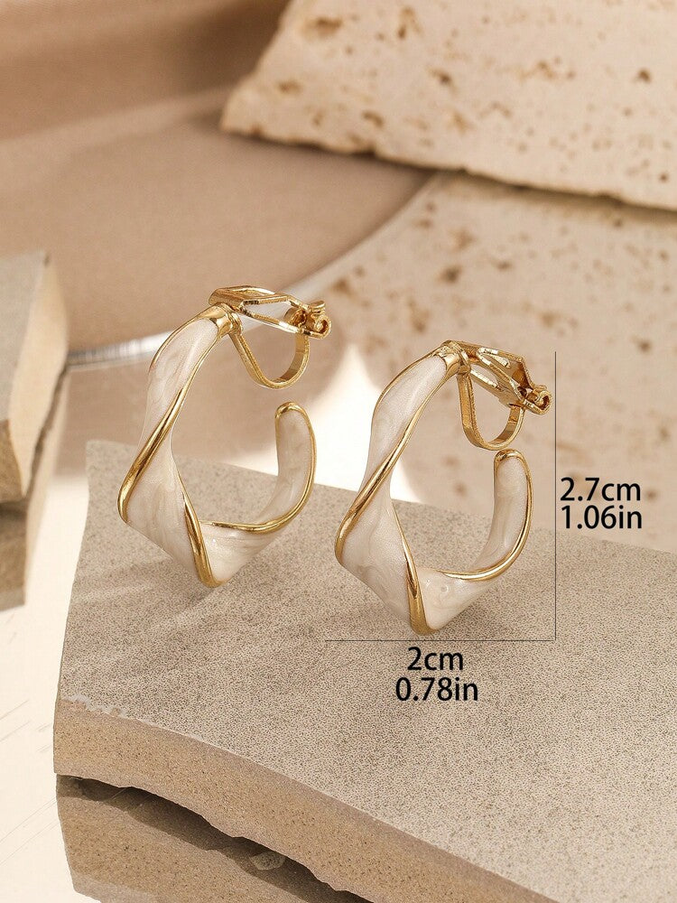 1 Pair Retro Twisted Hoop Earrings – Bold Statement Jewelry For Women, Perfect For Back To School & Halloween Outfits