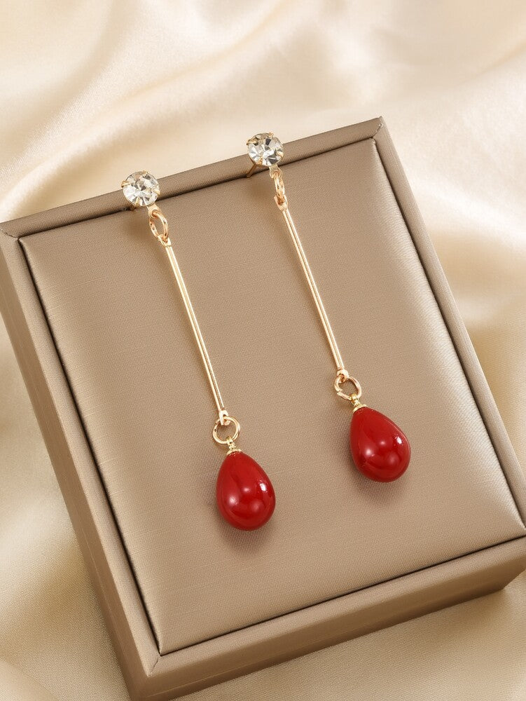 Rhinestone Decor Faux Pearl Drop Earrings – Elegant Jewelry For Women, Perfect For Parties & Special Occasions
