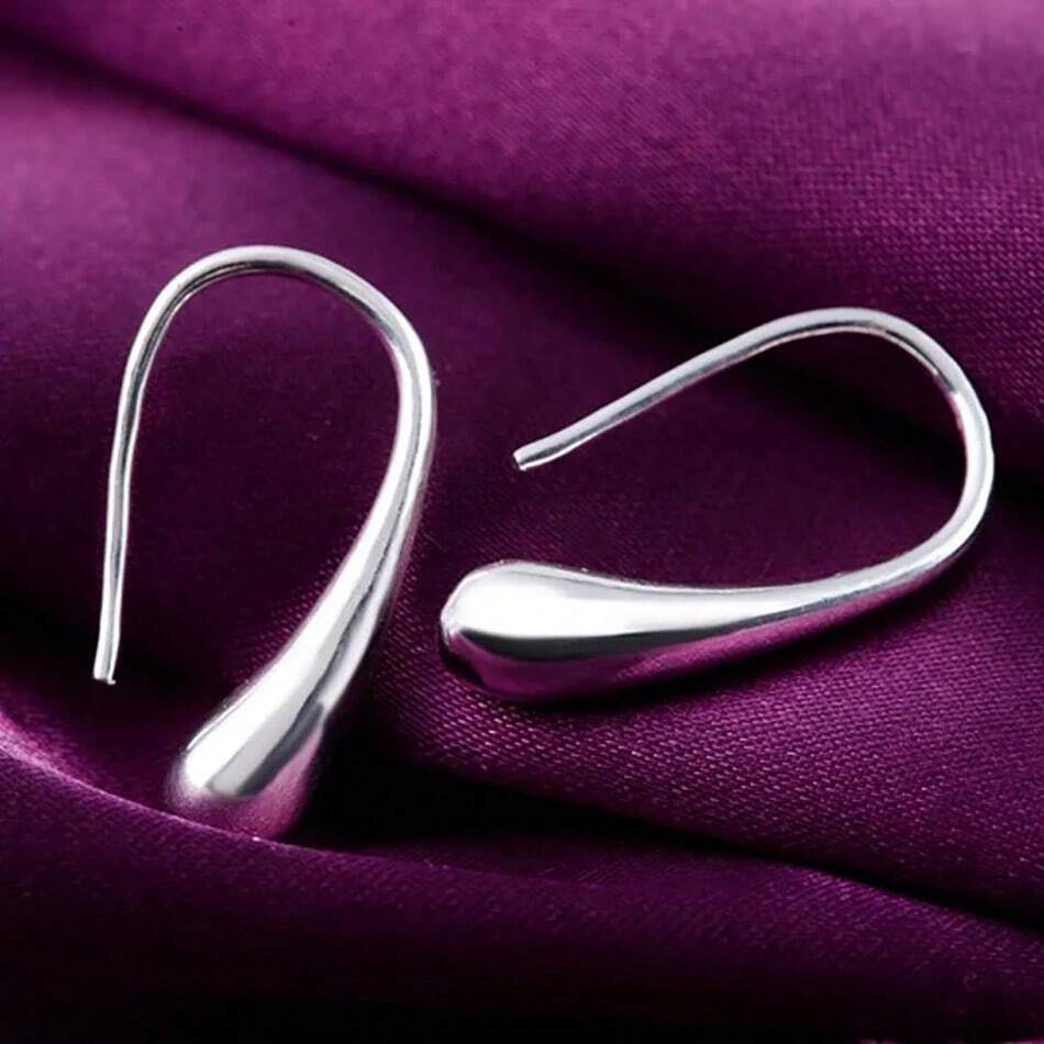 925 Sterling Silver Water Drop Hoop Earrings – Luxury Plated Jewelry for Women’s Wedding & Party