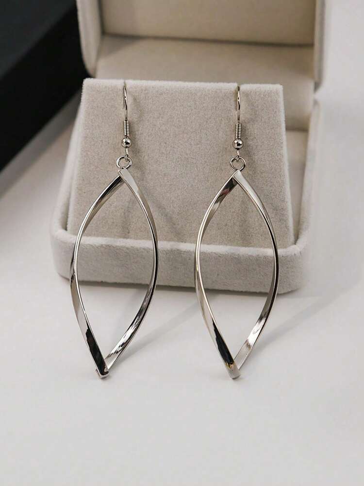 Hollow Twisted Dangle Earrings – Elegant Simple Alloy Plated Jewelry, Perfect Gift for Women