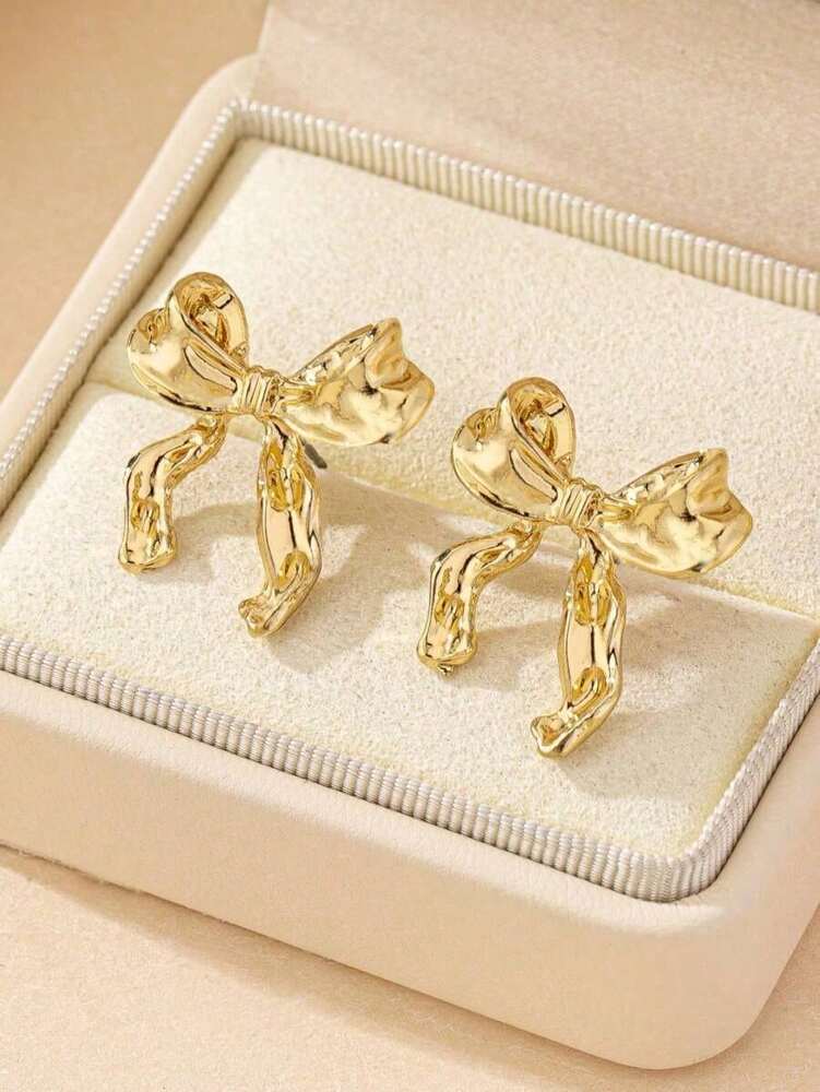 1 Pair Bow Shape Earrings – Lightweight Hypoallergenic Fashion Jewelry for Women, Perfect Birthday Gift