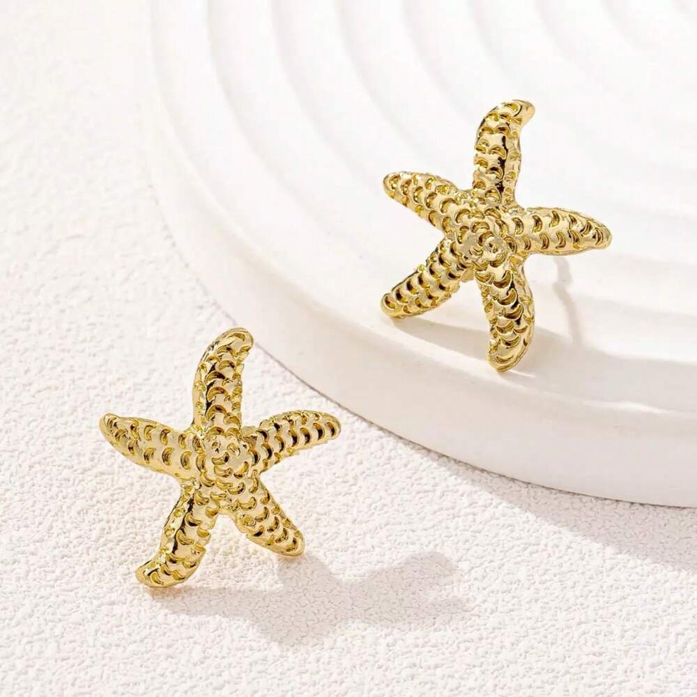 1 Pair Starfish Earrings – Stylish, Elegant & Simple Jewelry for Women’s Beachwear and Daily Outfits