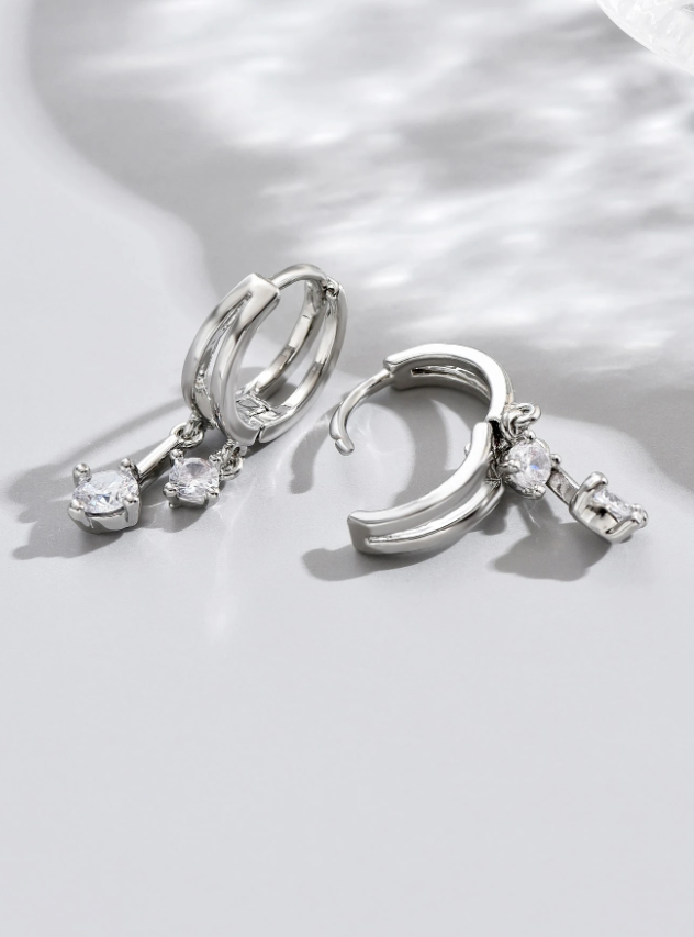 Cubic Zirconia Drop Earrings for Women, Elegant Dangle Jewelry, Wedding and Party Accessories