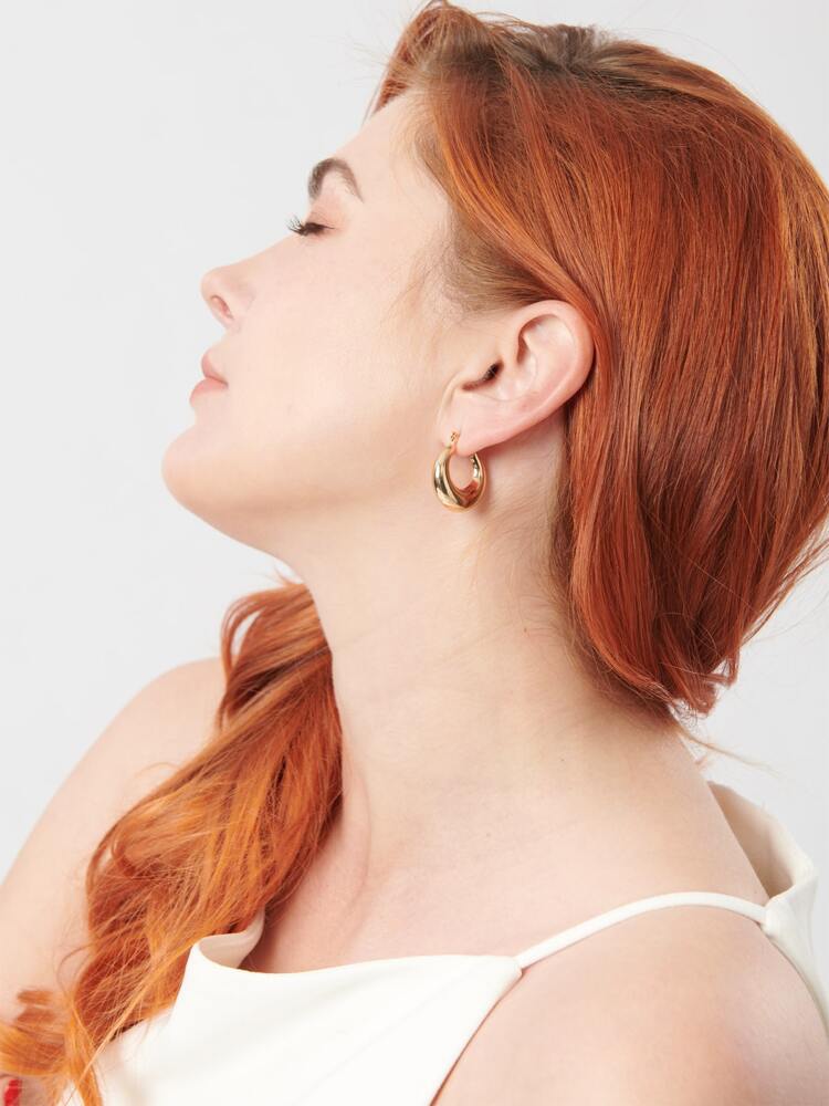 Women’s Thick Oval Gold Hoop Earrings – 18K Gold-Plated, Hypoallergenic Fashion Jewelry for Girls