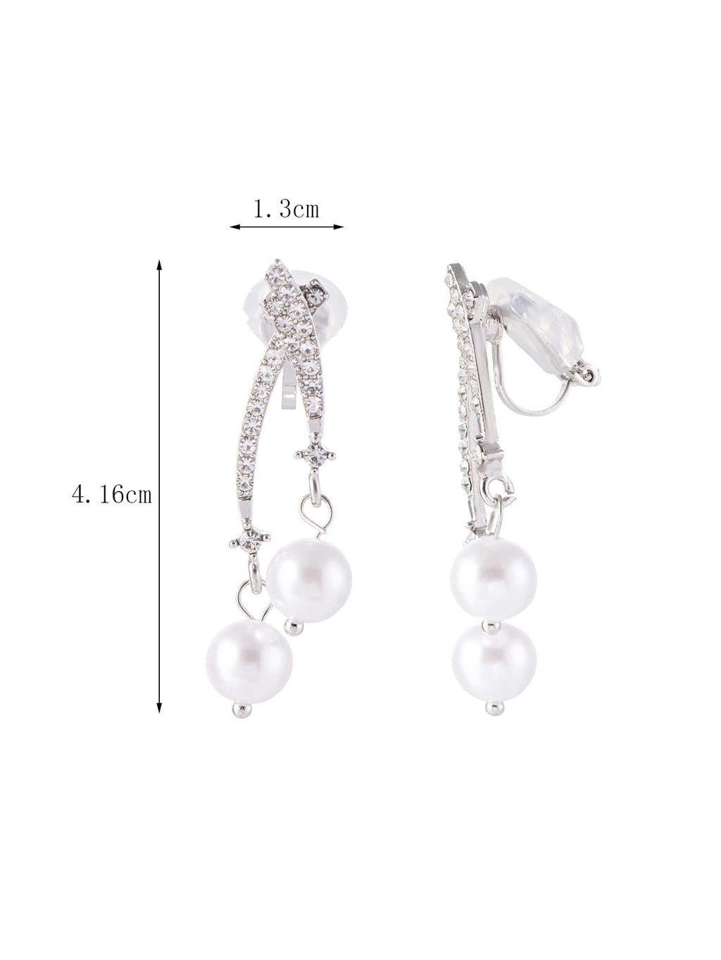 1 Pair Silver Ear Cuff Clip-On Earrings – Rhinestone & White Faux Pearl Decor for Women’s Daily Wear
