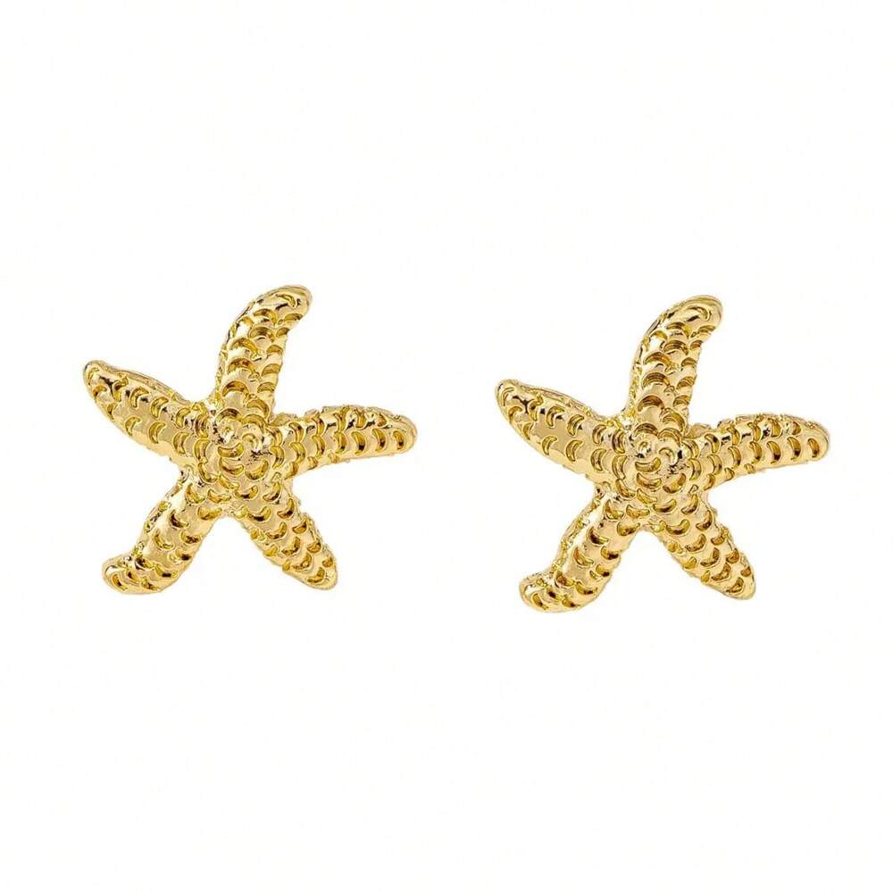 1 Pair Starfish Earrings – Stylish, Elegant & Simple Jewelry for Women’s Beachwear and Daily Outfits