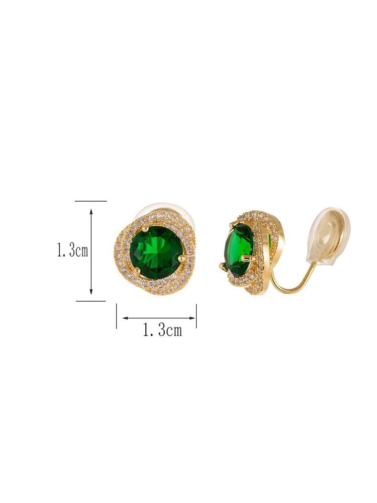 1 Pair Green Clip-On Earrings – Non-Pierced Mosquito Coil Design for Women, Perfect Birthday Gift