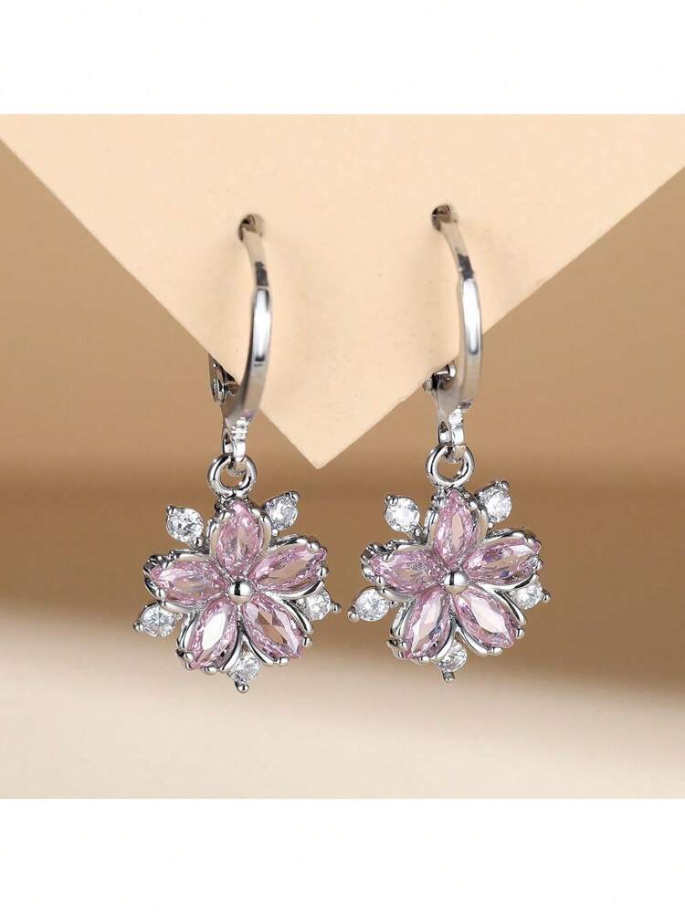1 Pair Floral Korean Style Earrings – Minimalist Elegant Studs for Women’s Daily Wear & Gifts