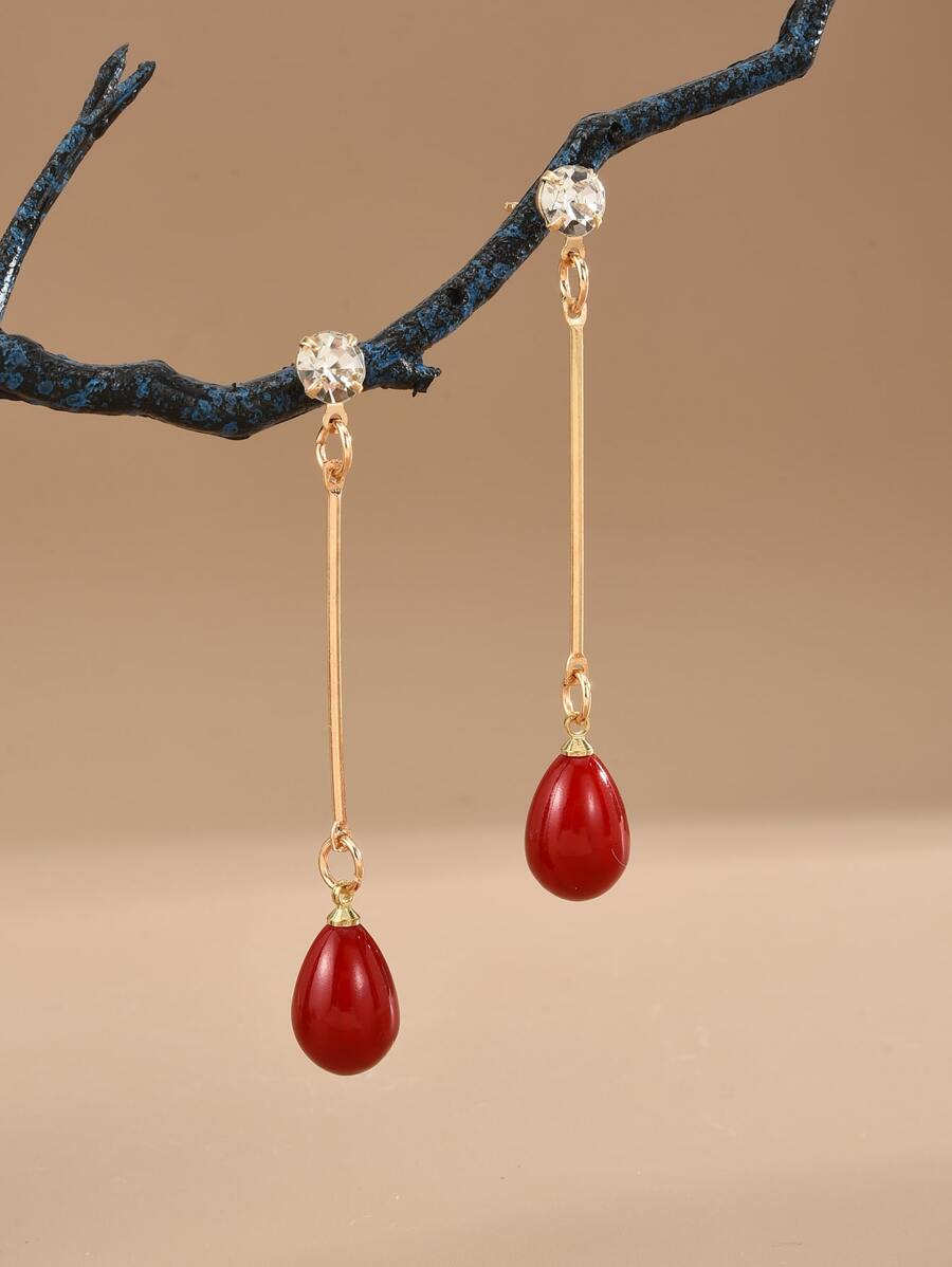Rhinestone Decor Faux Pearl Drop Earrings – Elegant Jewelry For Women, Perfect For Parties & Special Occasions