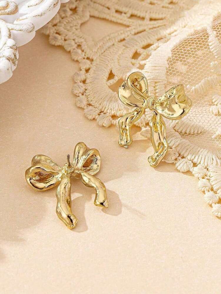 1 Pair Bow Shape Earrings – Lightweight Hypoallergenic Fashion Jewelry for Women, Perfect Birthday Gift