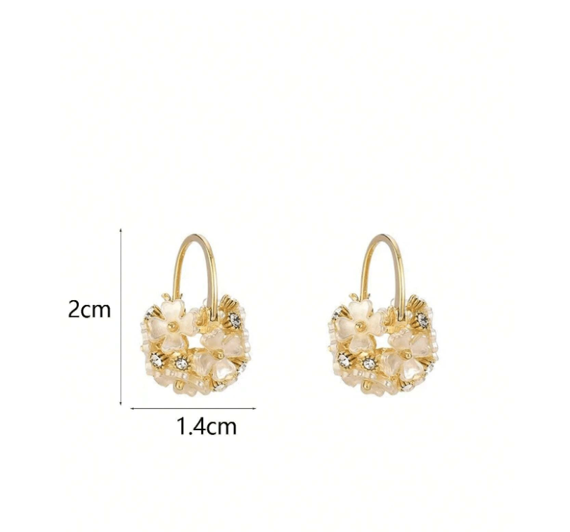 1 Pair Sweet Floral Rhinestone Ball Earrings for Girls, Suitable for Daily and Party Wear