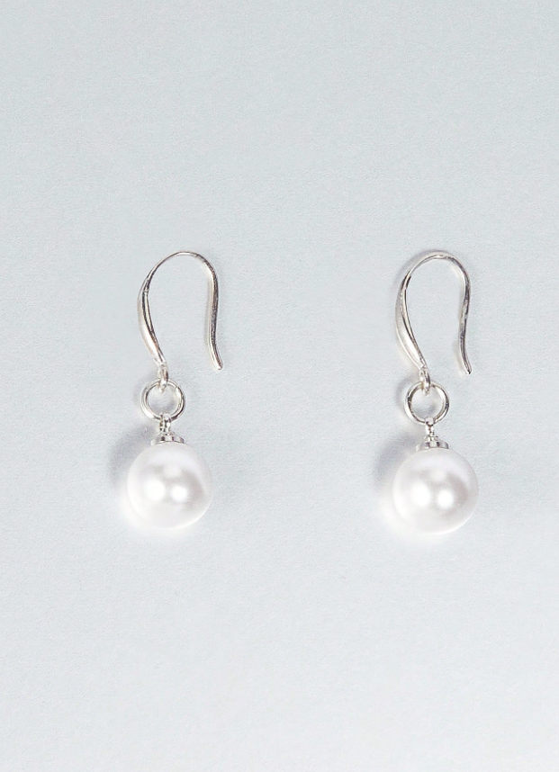 1 Pair 925 Sterling Silver 10mm Pearl Drop Earrings for Women, Ear Hook Jewelry