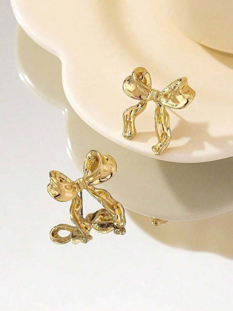 1 Pair Bow Shape Earrings – Lightweight Hypoallergenic Fashion Jewelry for Women, Perfect Birthday Gift