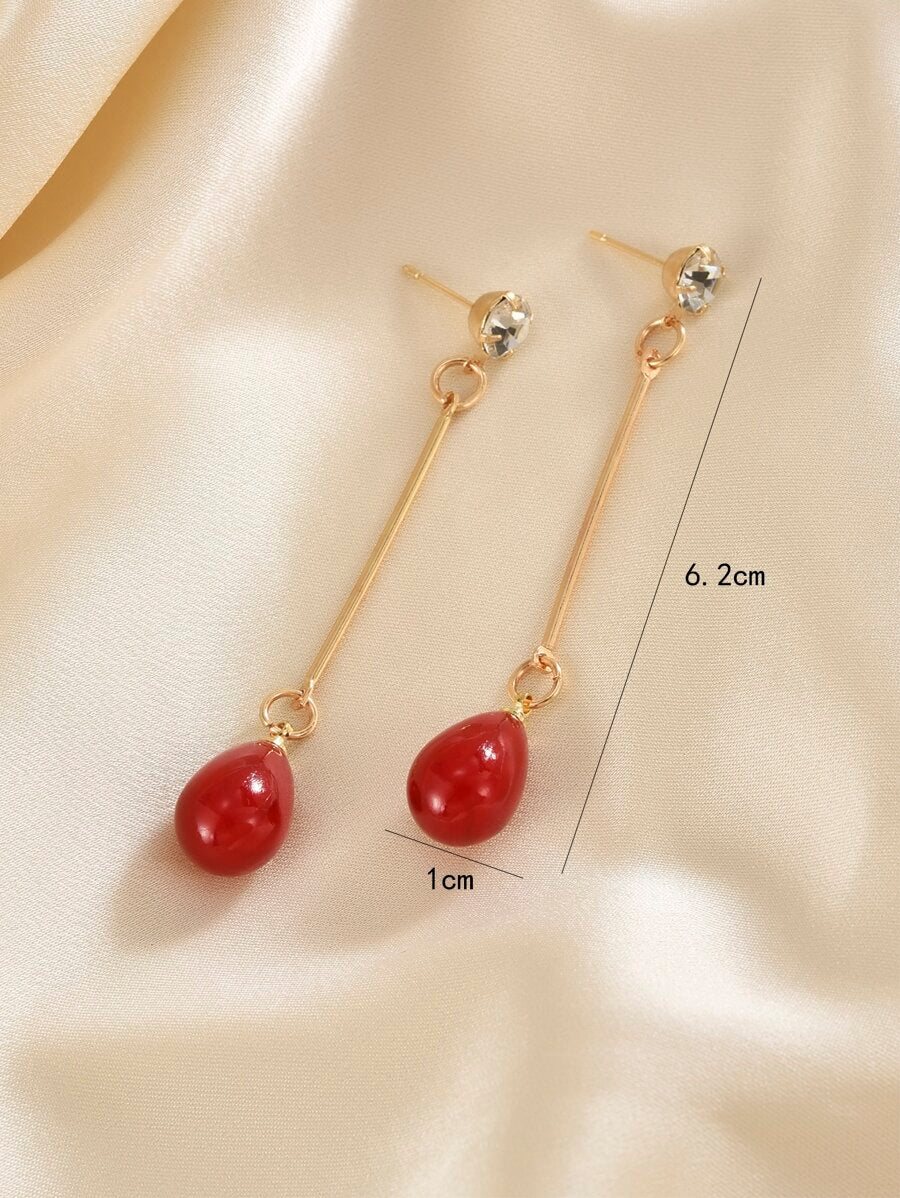 Rhinestone Decor Faux Pearl Drop Earrings – Elegant Jewelry For Women, Perfect For Parties & Special Occasions
